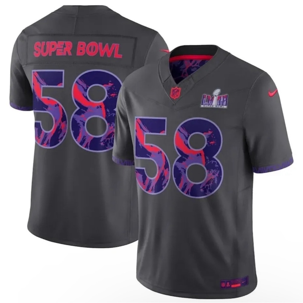 Super Bowl LVIII 58 Anthracite Nike Limited Jersey Chiefs VS 49ers Size Medium
